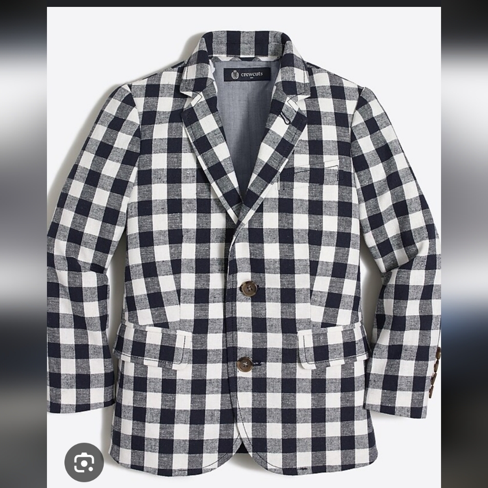 Crewcuts Boys' Thompson Blazer In Navy‎ And White Gingham~ Size 8